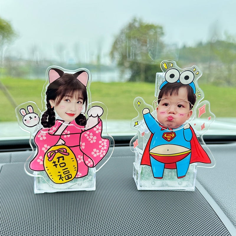 Solar Automatic Shaking Head Car Decoration Acrylic Diy Po Peripheral Car Shaking Head Standing Plate Car Interior - Image 5