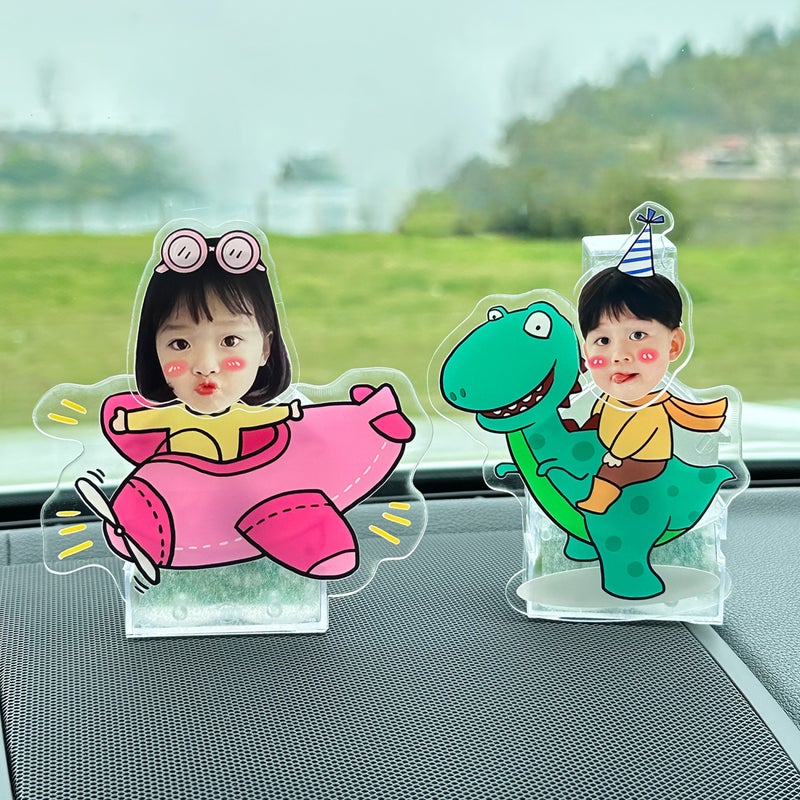 Solar Automatic Shaking Head Car Decoration Acrylic Diy Po Peripheral Car Shaking Head Standing Plate Car Interior - Image 4