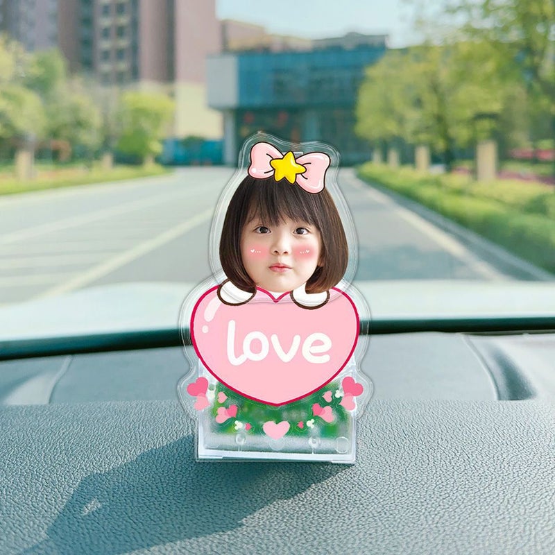 Solar Automatic Shaking Head Car Decoration Acrylic Diy Po Peripheral Car Shaking Head Standing Plate Car Interior - Image 1