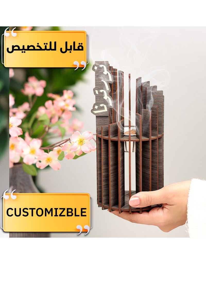 Story Of Candle An incense burner made of luxurious wood, an incense burner with a customizable name, “in your name or the name of your loved one,” with a distinctive design and  Gray color. - Image 3