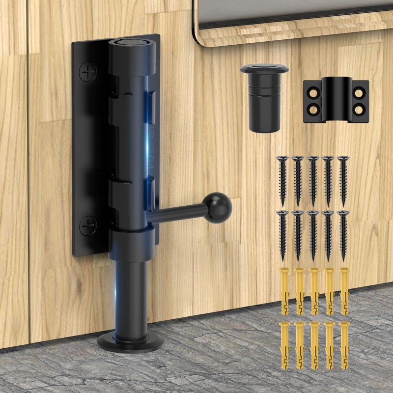 MeBantoo Slide Bolt Gate Latch Hardware, Barrel Bolt Latch, 6.3 Inch Heavy Duty Solid 304 Stainless Steel Black Finish Lock for Wooden Fence/Shed/Yard/Barn Door/Interior and Outdoor (Black) - Image 1