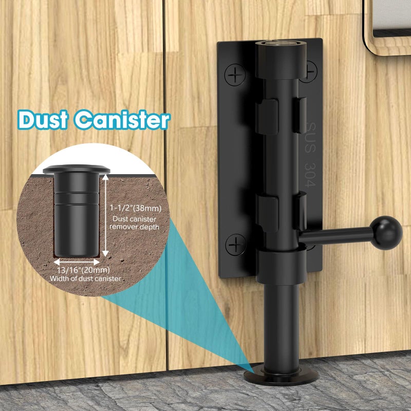 MeBantoo Slide Bolt Gate Latch Hardware, Barrel Bolt Latch, 6.3 Inch Heavy Duty Solid 304 Stainless Steel Black Finish Lock for Wooden Fence/Shed/Yard/Barn Door/Interior and Outdoor (Black) - Image 3