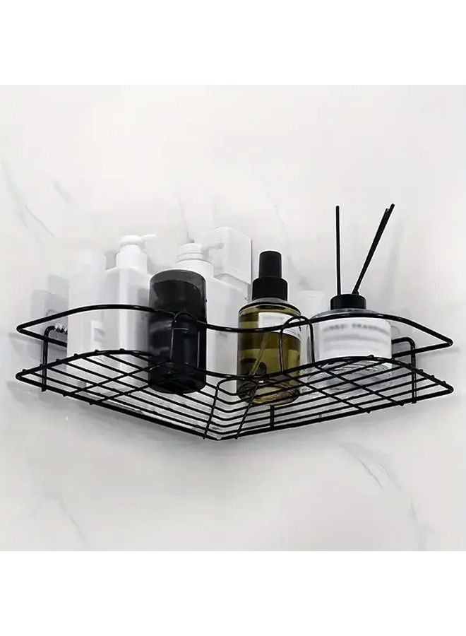 Dark Black Stainless Steel Corner Bathroom Shelf Punchless Triangular Storage Rack Space Saving Organizer - Image 4