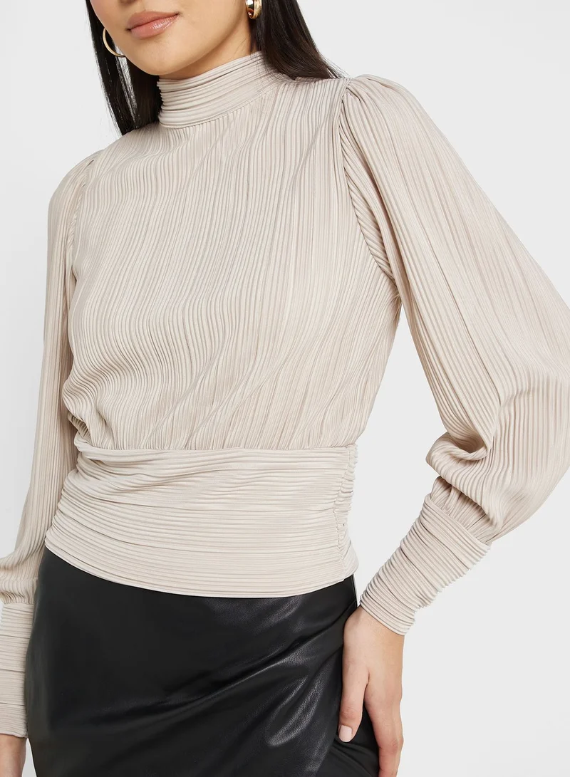 VERO MODA High Neck Plisse Top