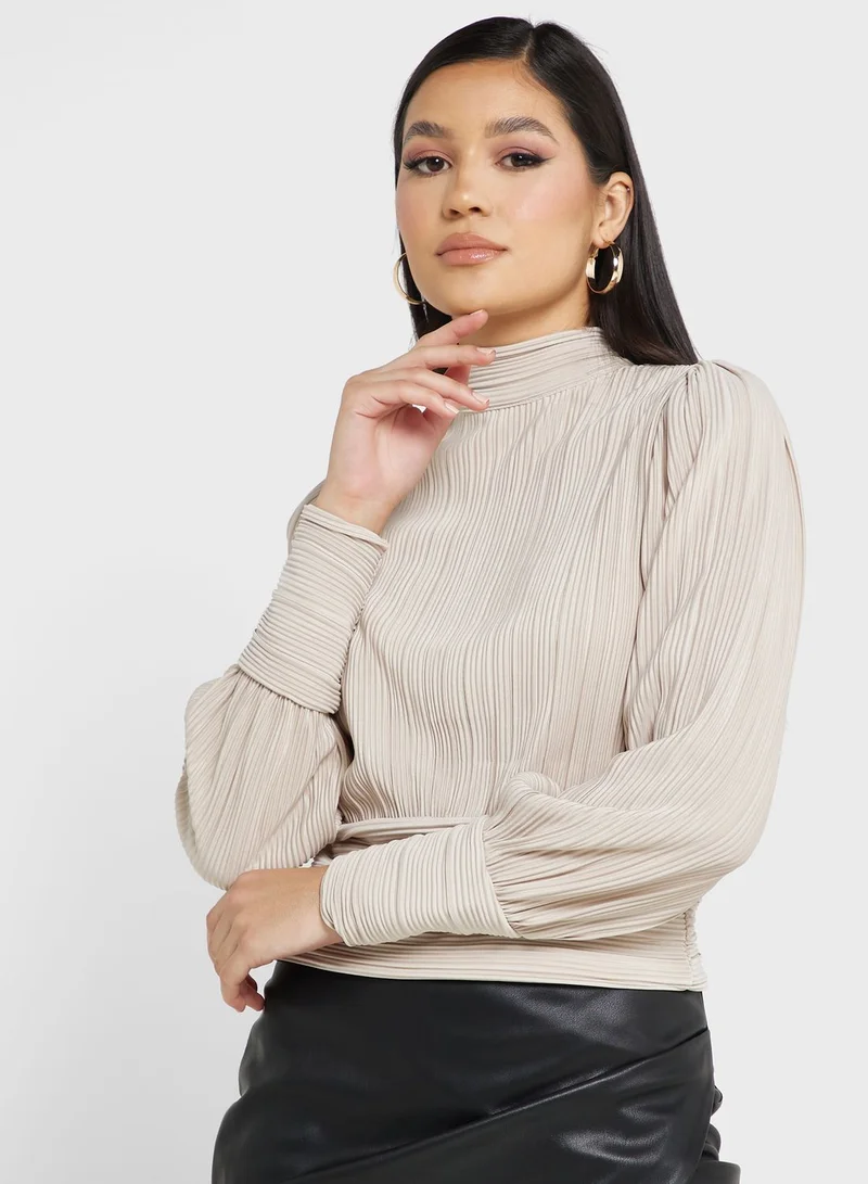 VERO MODA High Neck Plisse Top