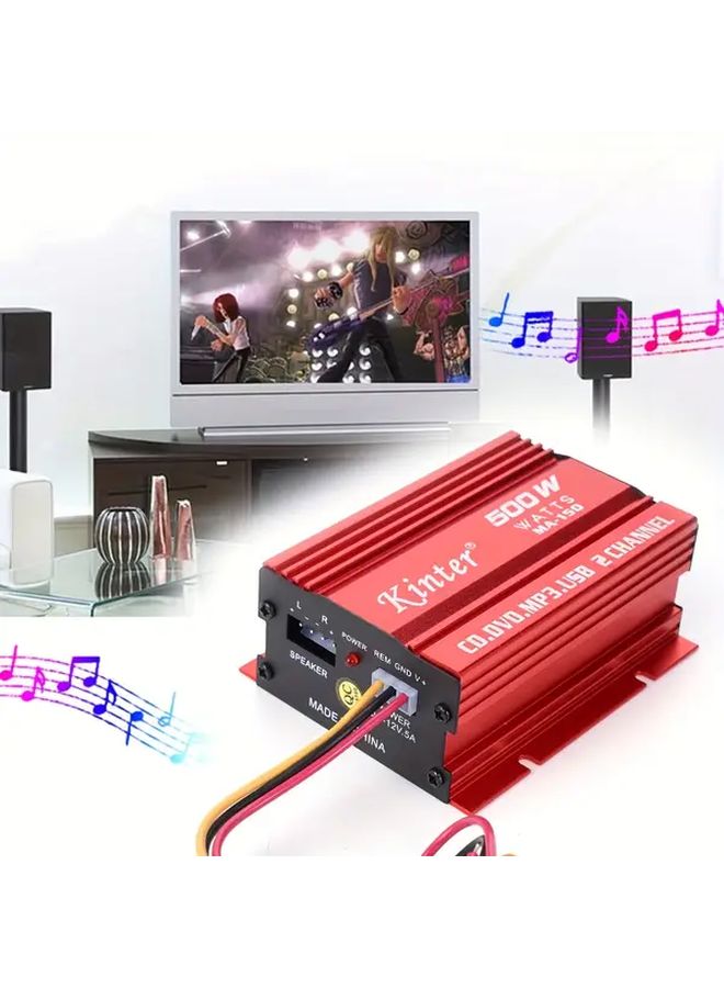 2 قناة مضخم طاقة صغير 500 واط MA150 مجموعة واحدة USB يعمل بالتيار المستمر مضخم صوت استريو هاي فاي مع شاشة رقمية تصميم مدمج نظام تبريد لمكبرات صوت السيارة والدراجة النارية والكمبيوتر 12 فولت منخفض الضوضاء THD 0.02 - Image 5