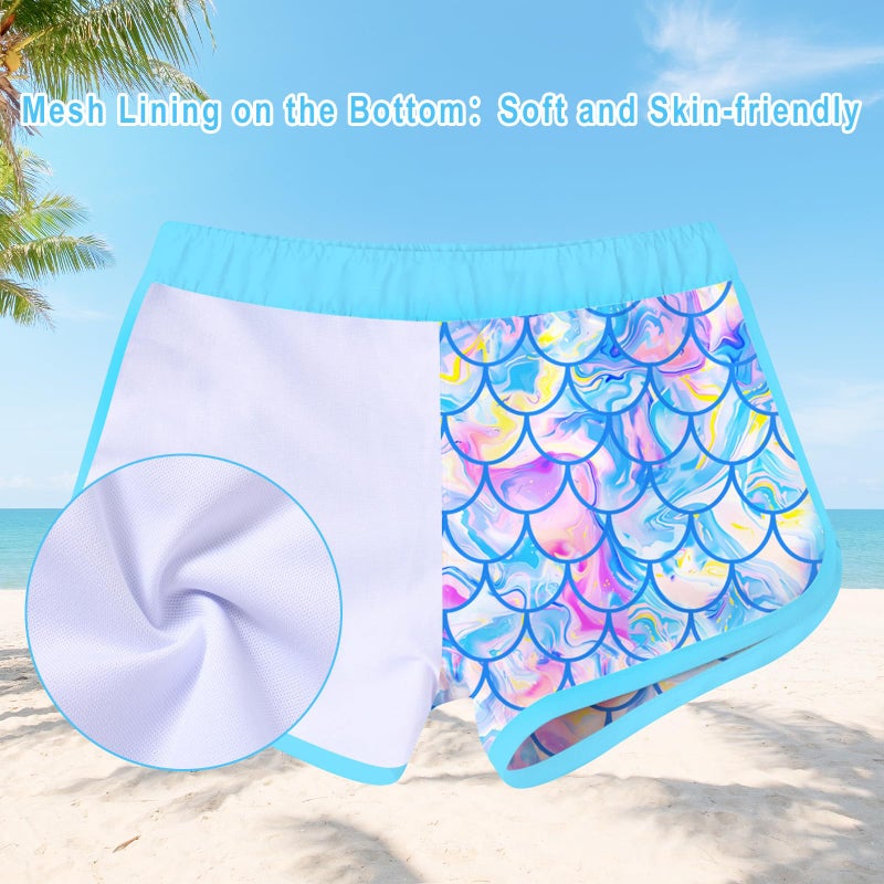 Vogseek Girls Two Pieces Rash Guard Swimsuit 5t 6t Blue Mermaid Scales Long Sleeve UPF 50+ Bathing Suit Quick Dry Breathable Swimming Sets for Kids Girl Size 6 - Image 3