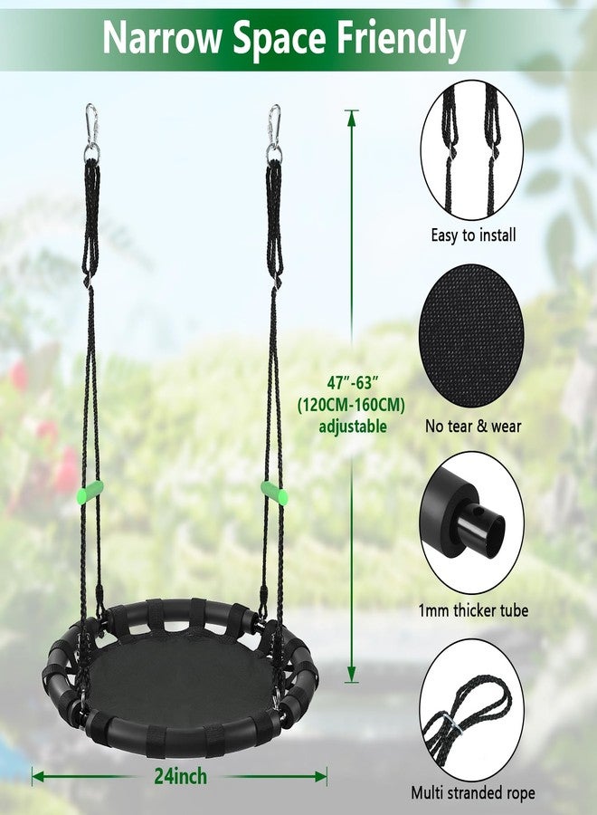 TBMLC 24-Inch Diameter Tree Swing- 1 Inch Diameter,1MM Thick Sturdy Steel Frame with Thick Foam Pipe Cover and Durable PP Mat - Perfect for Outdoor Fun and Relaxation (24 inch Diameter, Black) - Image 5