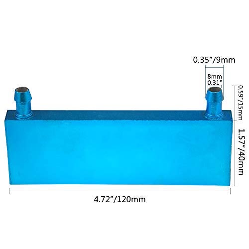 BXQINLENX Aluminum Water Cooling Block for CPU Graphics Radiator Heatsink 40x 120X12mm Blue - Image 2