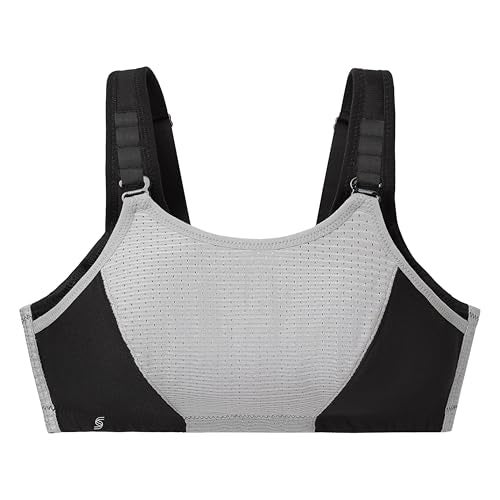 Glamorise Full Figure Plus Size Custom Control Sports Bra Wirefree #1166 Black/Grey 34DD - Image 3