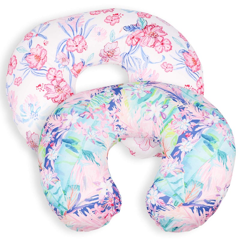 SWESEN 2 Pack Nursing Pillow Cover for Baby Girls, Breastfeeding Pillow Slipcover, Soft Stretchy Snug Fits On Infant Nursing Pillow, Machine Washable & Breathable, Floral - Image 1