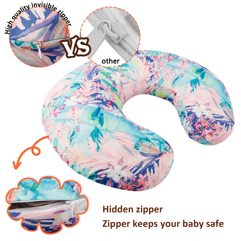 SWESEN 2 Pack Nursing Pillow Cover for Baby Girls, Breastfeeding Pillow Slipcover, Soft Stretchy Snug Fits On Infant Nursing Pillow, Machine Washable & Breathable, Floral - Image 2