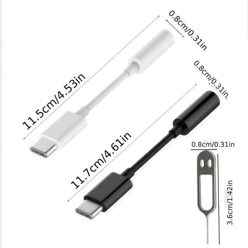 USBC to 3.5mm Headphone Jack Adapter White 1Pcs for iPhone iPad Samsung Type C - Image 2