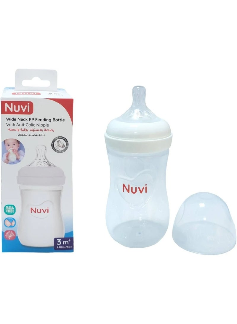 NUVI WIDE NECK STREAMLINE PLASTIC FEEDING BOTTLE 240ML