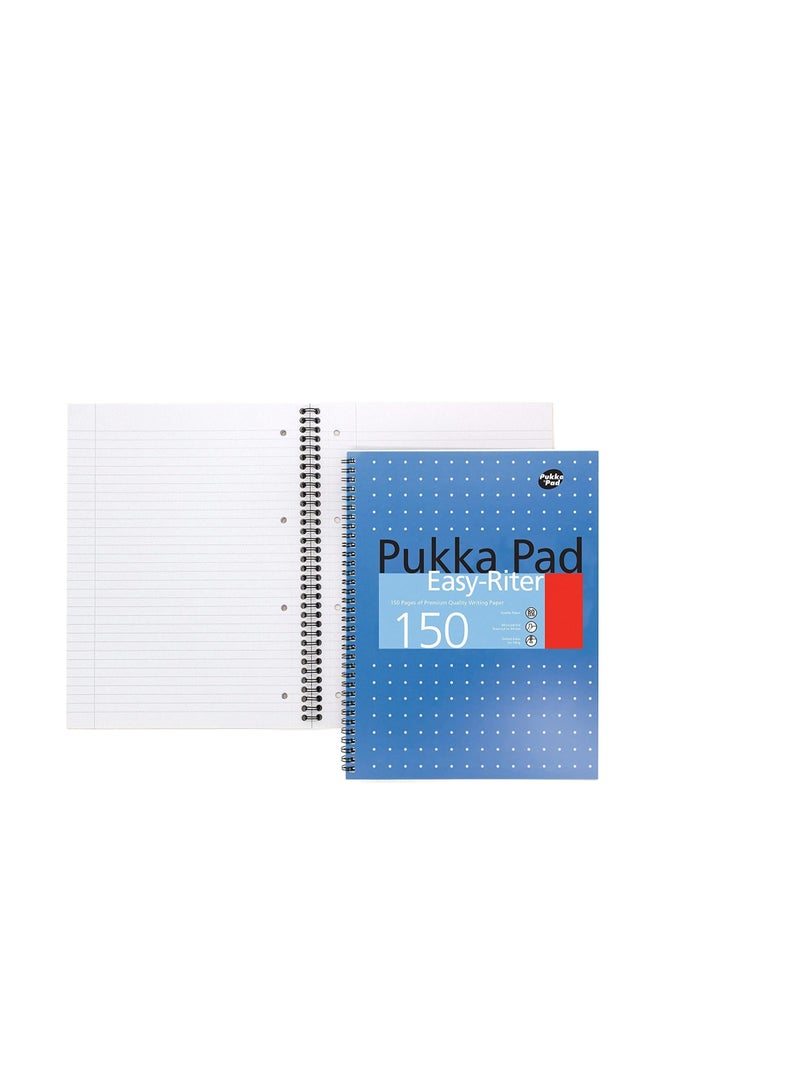 Pukka Pad, Easy-Riter A4 Notebook 3-Pack – Twin Wirebinding with 150 Pages of 80GSM Paper, Perforated Edges, and 4 Hole-Punch Compatibility – 29.3 x 27cm - Image 5