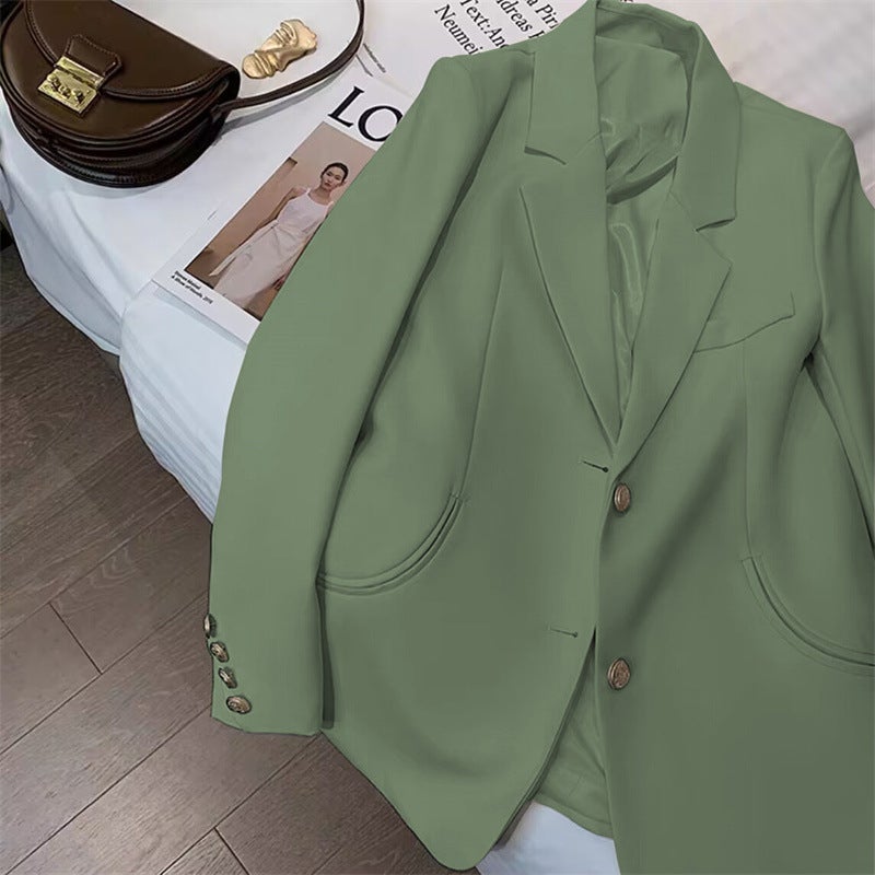 2024 Spring/Summer Coffee-Colored Blazer for Women, Korean Style, Elegant, Loose, Casual, Regular Shoulder, Small Suit, Korean Style Commuting - Image 1