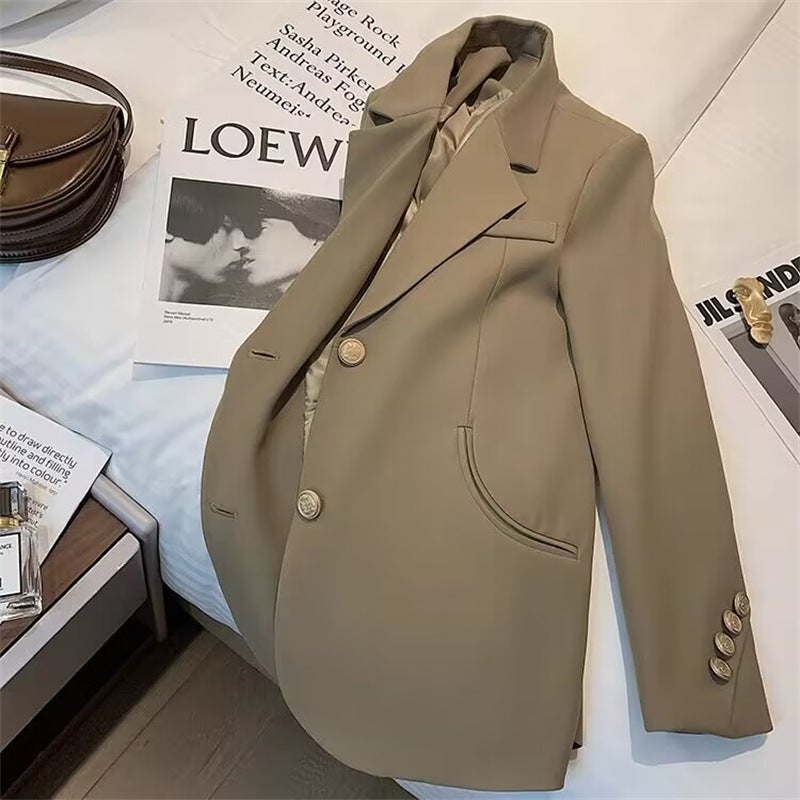 2024 Spring/Summer Coffee-Colored Blazer for Women, Korean Style, Elegant, Loose, Casual, Regular Shoulder, Small Suit, Korean Style Commuting - Image 2