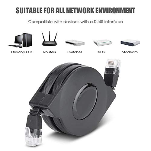 Tihebeyan Adjustable Retractable Cat-6 10 Gigabit Ethernet Ultra Flat Retractable Cable Cat6 Ethernet Cable RJ45 Connectors for Travel, 1m / 3.3ft, 2m / 6.6ft Optional(6.6ft) - Image 3