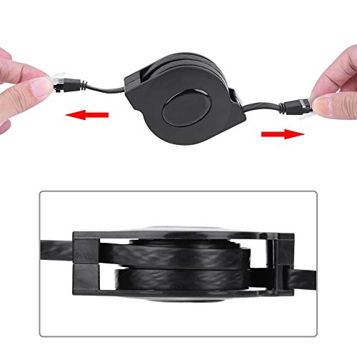 Tihebeyan Adjustable Retractable Cat-6 10 Gigabit Ethernet Ultra Flat Retractable Cable Cat6 Ethernet Cable RJ45 Connectors for Travel, 1m / 3.3ft, 2m / 6.6ft Optional(6.6ft) - Image 4