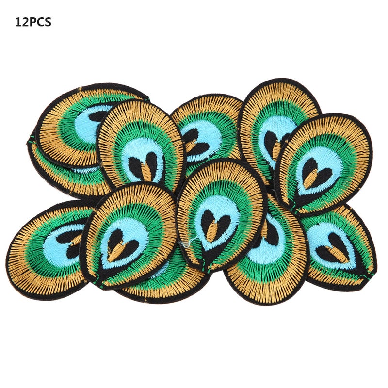 12pcs/set Embroidered Fabric Patches Sewing Bag Clothes Applique Craft DIY Decoration - Image 1