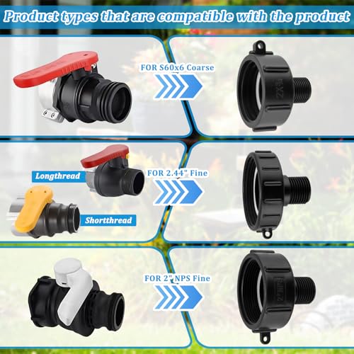 Wantmatch 250 Gallon IBC Water tote Hose Adapter, Food Grade IBC Drain Adapter,Water Hose Male Adapter for Garden Hose,2.44”Fine Thread ×3/4”GHT Male Thread - Image 3