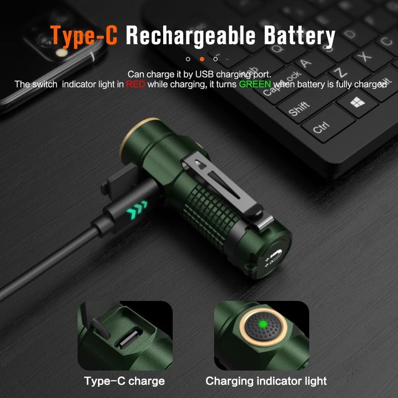 NICRON C1 EDC Flashlight Rechargeable, 1200 High Lumens Type C Charging Pocket Light with Tail Magnet - Small and Powerful Flashlight Dual-Way Clip Portable IPX8 Waterproof for Camping and Daily Use - Image 3