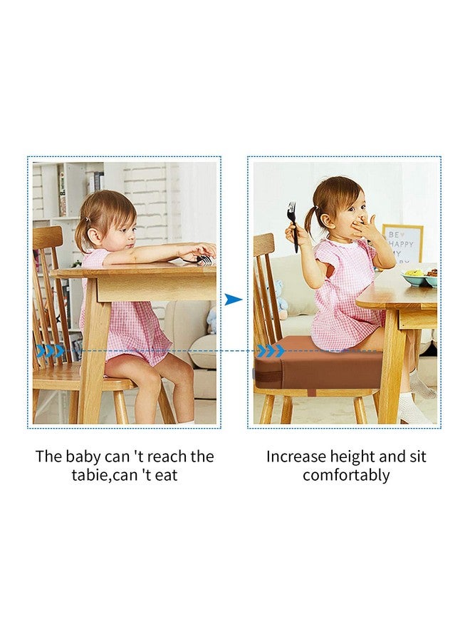 SMZCTYI Toddler Booster Seat for Dining Table, PU Washable Double Safe Straps Non-Slip Bottom Booster Seat Dining Toddler, Portable Travel Increasing Cushion (Brown) - Image 1