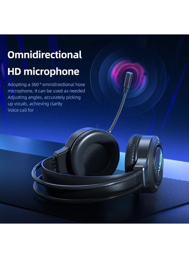 Aula S606 Gaming Headset USB 7.1 Surround Sound -RGB Colorful Lighting Effect – Skin friendly and Breathable – Flixable Noise Reduction Mic – 50mm Drivers – For PC & PS4 (Black) - Image 3