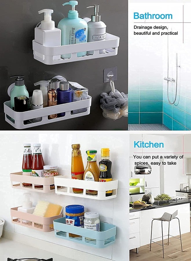 JEEJEX Plastic Bathroom Shelf for Wall, Self-Adhesive Organiser with Towel Holder,Ideal Bathroom Accessories for Efficient Space Utilisation (2 Bathroom Shelves, 2 Shop Dish(White) 4 Pack) - Image 5