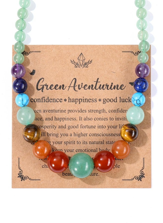 Jovivi 7 Chakra Necklace for Women Natural Chakra Gemstone Green Aventurine Healing Crystal Yoga Mala Beads Necklace Engery Reiki Crystal Beaded Necklace Jewelry Mothers Day Birthday Gift - Image 1