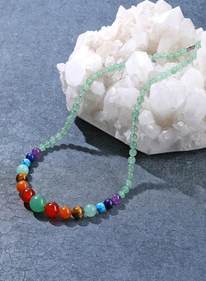 Jovivi 7 Chakra Necklace for Women Natural Chakra Gemstone Green Aventurine Healing Crystal Yoga Mala Beads Necklace Engery Reiki Crystal Beaded Necklace Jewelry Mothers Day Birthday Gift - Image 2