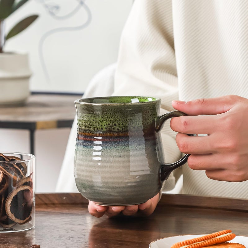 HYTYSKAR 21 oz Large Ceramic Coffee Mugs, Pottery Mug Handmade, Ceramic Tea Cups with Handle for Office and Home, Dishwasher and Microwave Safe (Ink Red) - Image 5