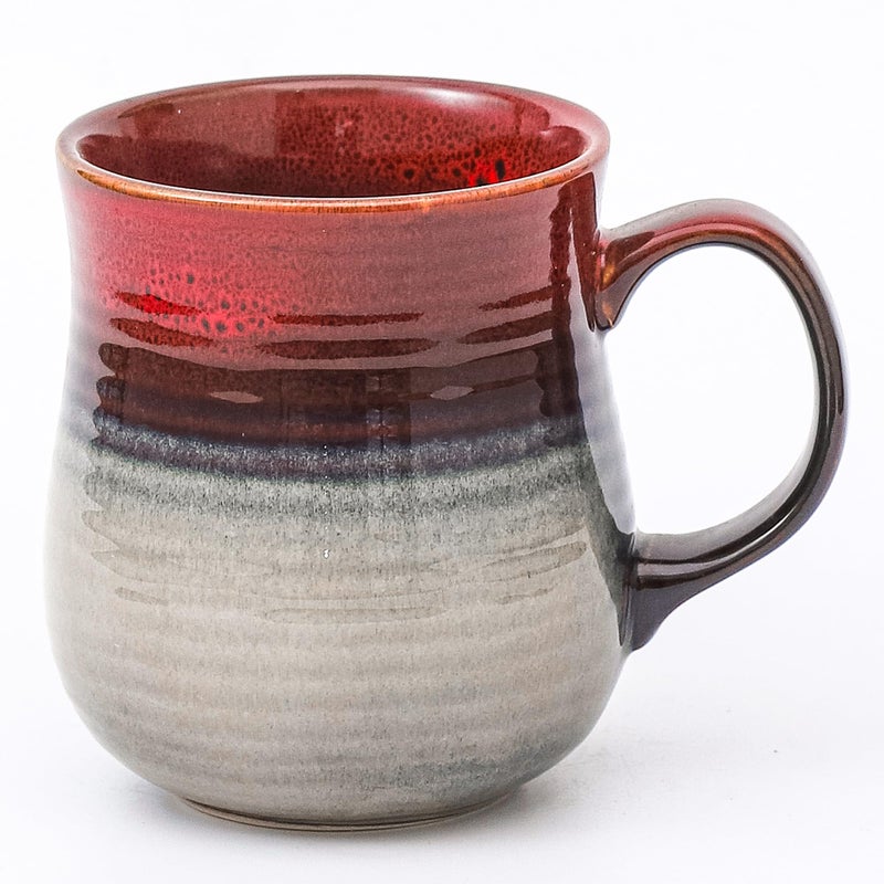 HYTYSKAR 21 oz Large Ceramic Coffee Mugs, Pottery Mug Handmade, Ceramic Tea Cups with Handle for Office and Home, Dishwasher and Microwave Safe (Ink Red) - Image 1
