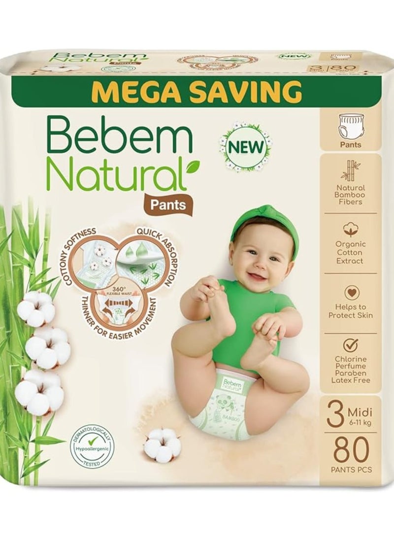 Bebem - Natural Pants Diapers Mega Pack Midi Size 3- 80 Pcs - Image 1