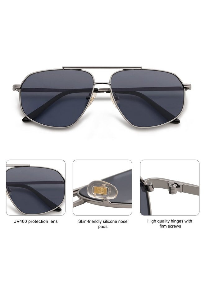 Sojos Classic Retro Aviator Sunglasses For Women Men Vintage Hexagonal Metal Frame Uv400 Lenses Sj1200, Grey/Grey  - Image 4