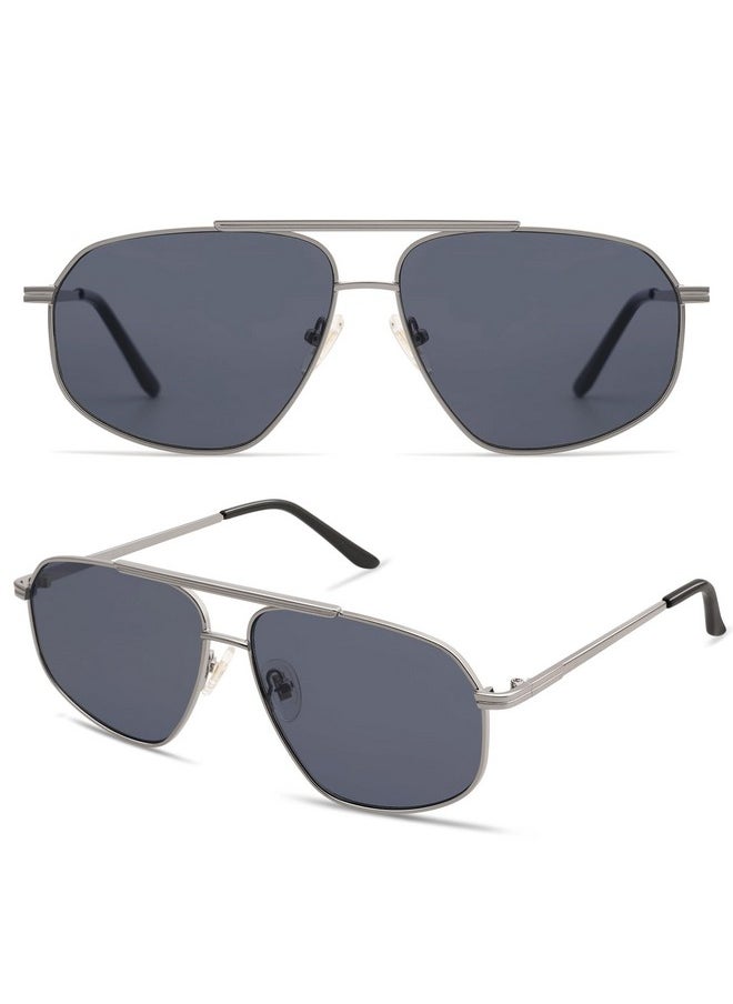 Sojos Classic Retro Aviator Sunglasses For Women Men Vintage Hexagonal Metal Frame Uv400 Lenses Sj1200, Grey/Grey  - Image 2