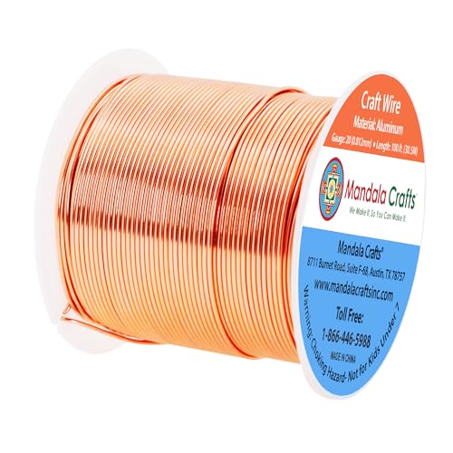 Mandala Crafts 20 Gauge Anodized Aluminum Craft Wire for Jewelry Making - 100 FT Colored Flexible Copper Tone Wire - Bendable for Bonsai Armature Crafting Sculpting - Image 2