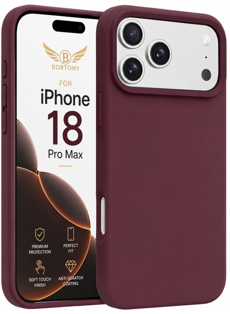 بورتوني غطاء سيليكون سائل ناعم لهاتف iPhone 18 Pro Max - حافظة حماية نحيفة ومقاومة للصدمات - Image 1