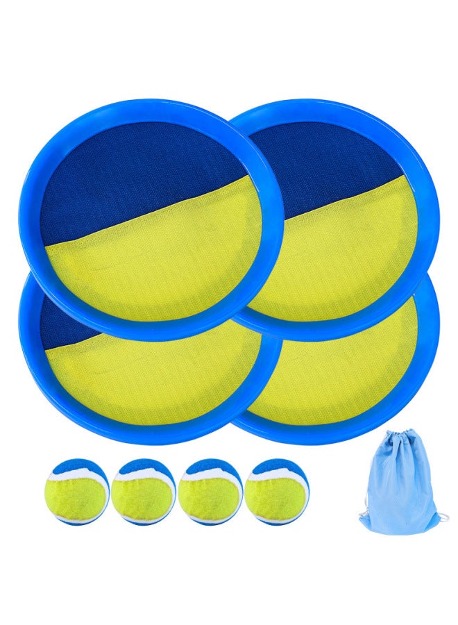 Supply Sticky Target Beat Sticky Bar Ball Beat Sticky Board Beat Suit Plastic Beach Beat Sporting Goods Leisure Toys,-Specifications:Blue Racket [blue + Yellow] 4 Shots, 4 Blue + Yellow Hard Balls, Oxford Cloth Storage Bag Packaging - Image 1