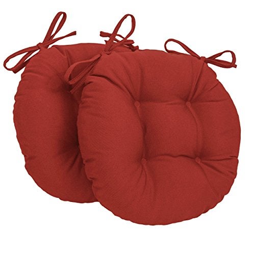 Blazing Needles 16-inch Twill Round Chair Cushion, 2 Count (Pack of 1), Ruby Red - Image 1