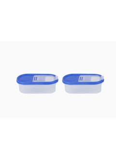 Cutting Edge Essentials Cutting Edge Essentials FlipTop Kitchen Storage Container Dispenser Set for Rice Dal Atta Flour Cereals Snacks Stackable BPA Free Modular Blue Lids Set of 2525ML  - Image 4