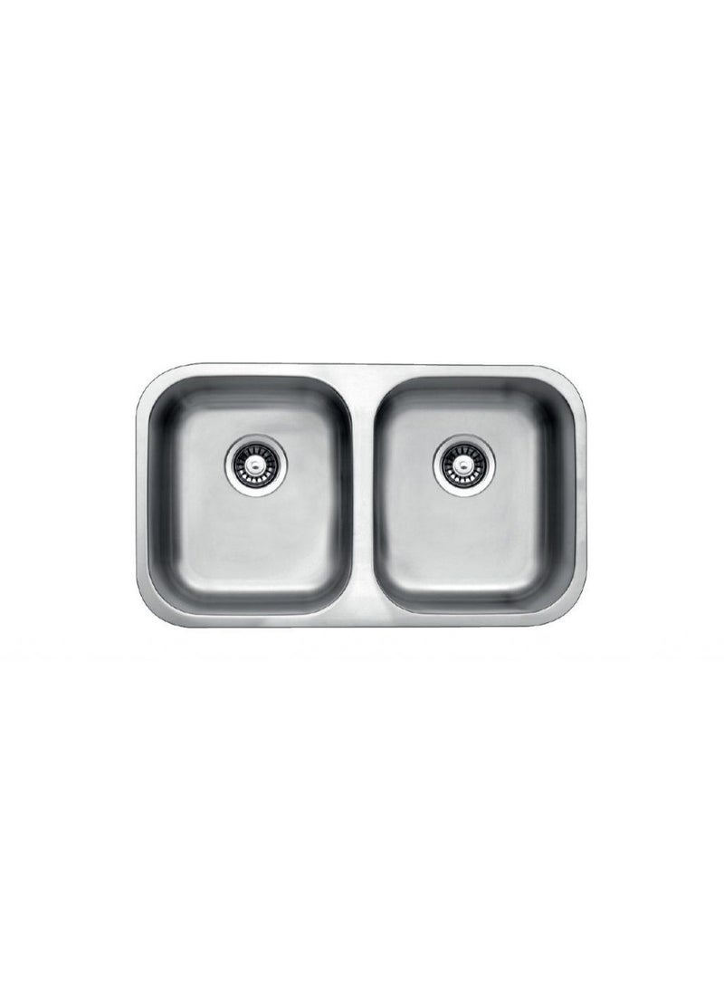 UKInox MN 360.50.50, Stainless Steel Kitchen Sink, Undermount Installation, 76 × 42 cm, with Drainage Hole - Image 1