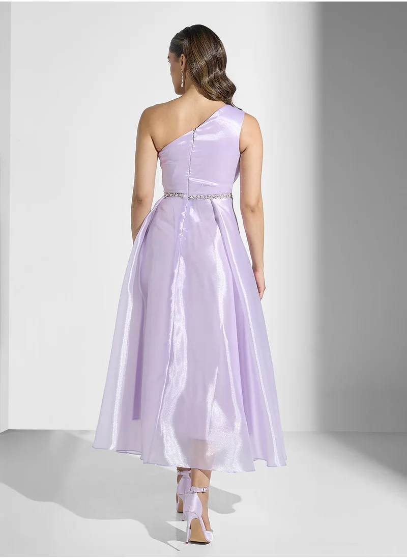 Akadia Fashion Front draped crystal details dress