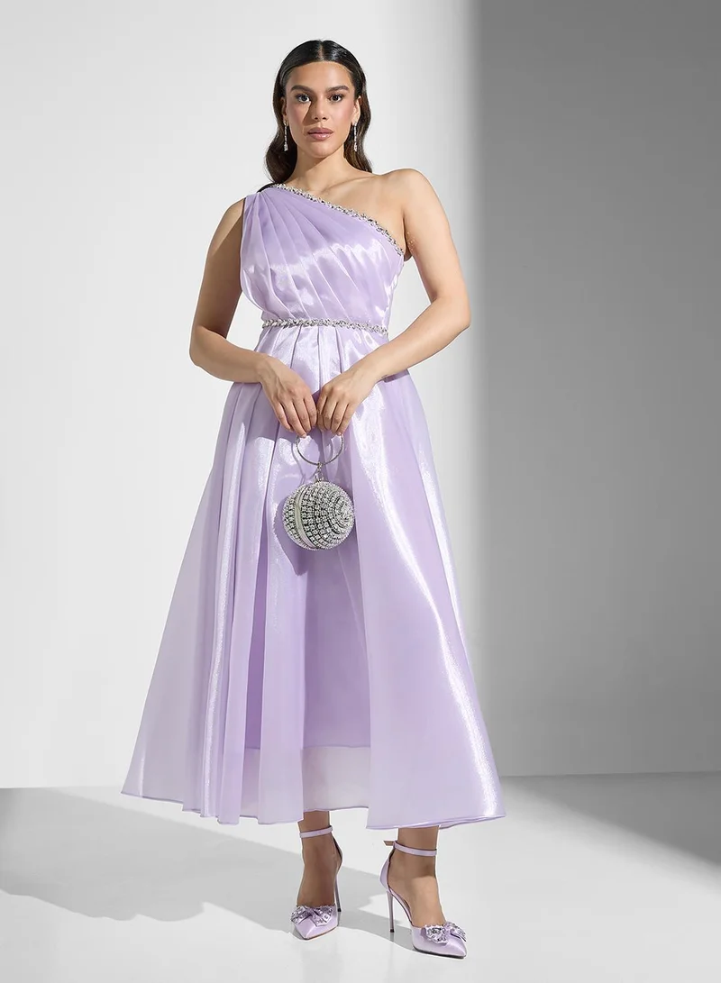 Akadia Fashion One-Shoulder Chiffon Dress