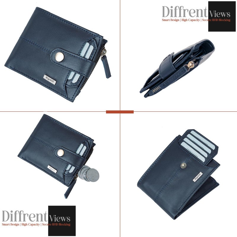 Rigohill Doger Navy Nappa Mens Leather Wallet | Leather Wallet for Men | RFID Mens Wallet - Image 3