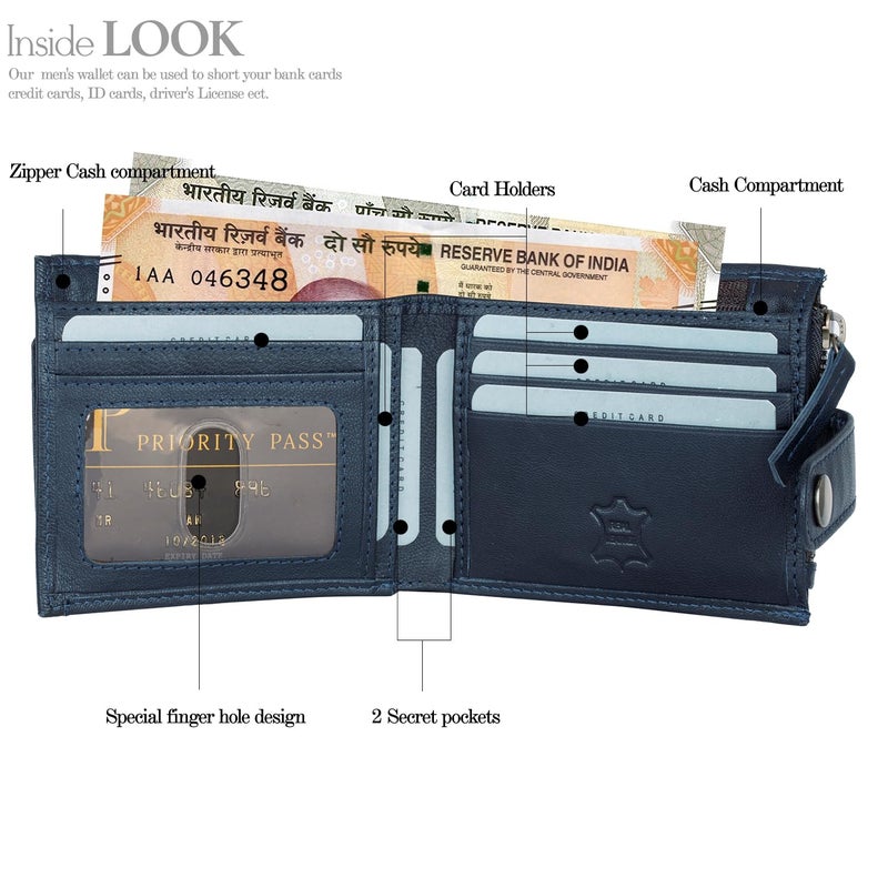Rigohill Doger Navy Nappa Mens Leather Wallet | Leather Wallet for Men | RFID Mens Wallet - Image 2