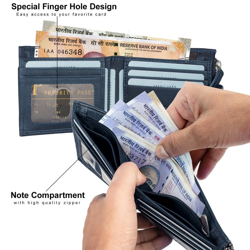 Rigohill Doger Navy Nappa Mens Leather Wallet | Leather Wallet for Men | RFID Mens Wallet - Image 5
