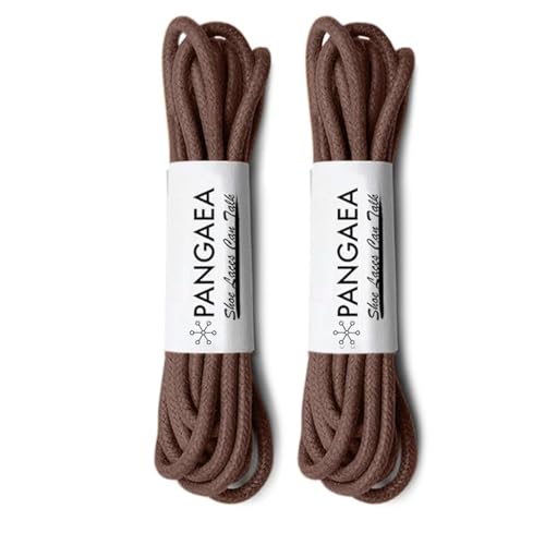 PANGAEA [2 Pairs] Pack Waxed Round Oxford Shoe Laces for Dress Shoes Chukka 3/32Inch Thin, #02 Brown, 39in (100cm) - Image 1