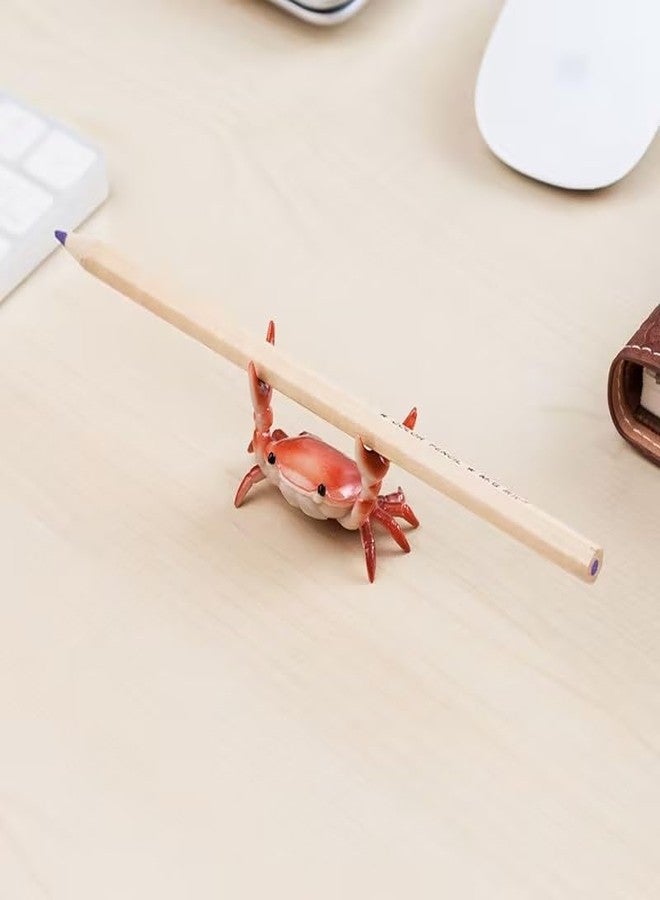 Pxiryanlow Creative Crab Pen Holder Weightlifting Crabs Pen Stand Storage Rack, Office Desktop Decoration, Pencil Holders Desk Supplies Holders and Dispensers, Desk Accessories and Workspace Organizers (Red) - Image 2