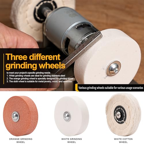 NuoDunco Mini Bench Grinder with 3 Wheels, Electric Multi-Purpose Grinding Machine for Metal, Wood, Knife Making, Jewelry Buffing, 6.3 x 3.5 inch Base - Image 5